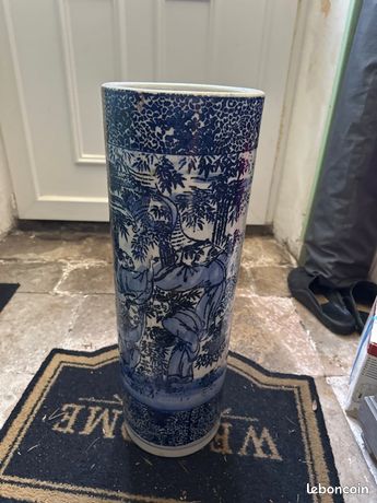 Ancien Porte Parapluie Chinois En Céramique Chinois - Vintage French Finds