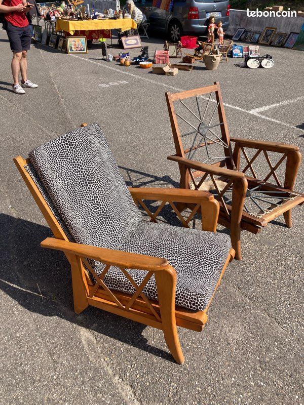 Paire de fauteuils grand repos année 50 (image 1)