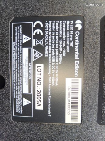 Pièces détachées Télévision CONTINENTAL EDISON CELED480616B3 2 800 023 510 111 900