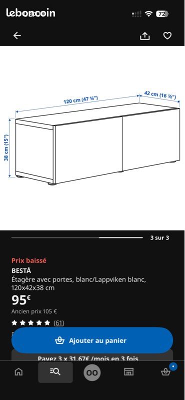 Meuble tv besta blanc IKEA (image 3)