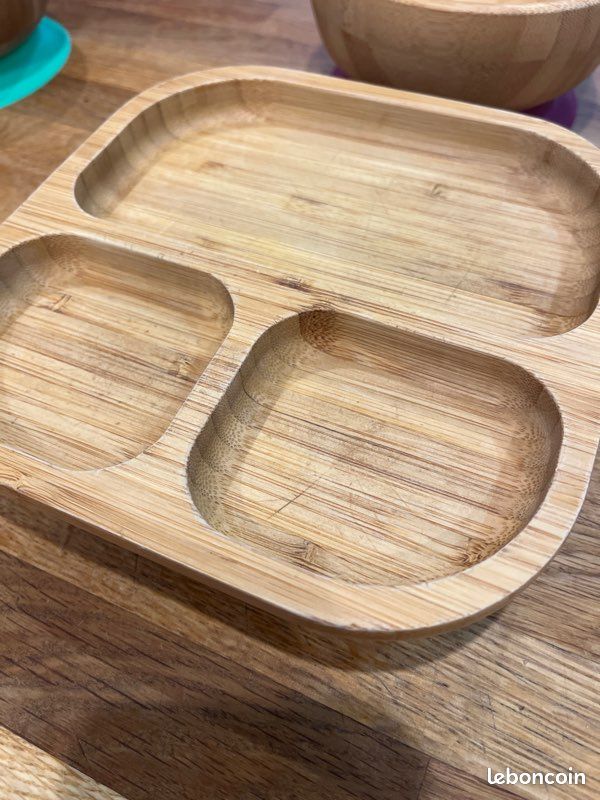 Équipement repas bébé assiette et bol en bambou avec ventouse (image 3)