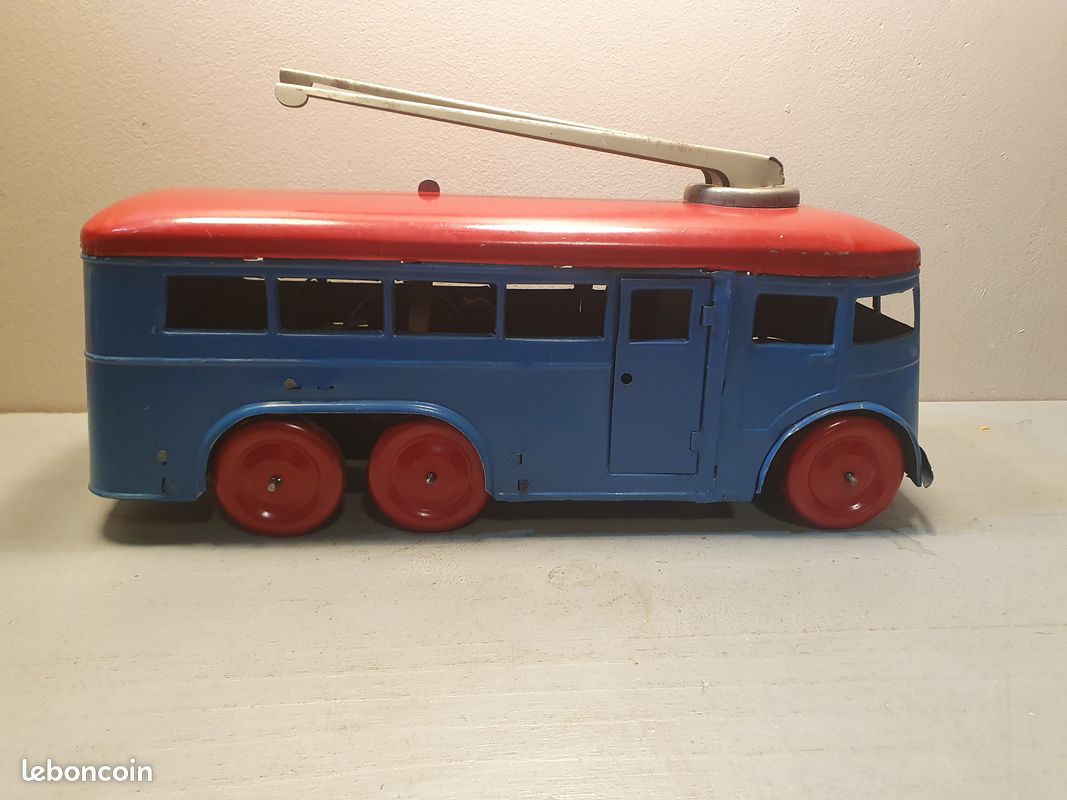 Joustra Trolley-Bus Stade Ref 442 - Tôle Lithographiée 31cm, état Correct 1952