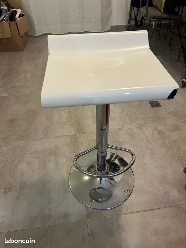 Tabouret de bar réglable blanc (image 1)