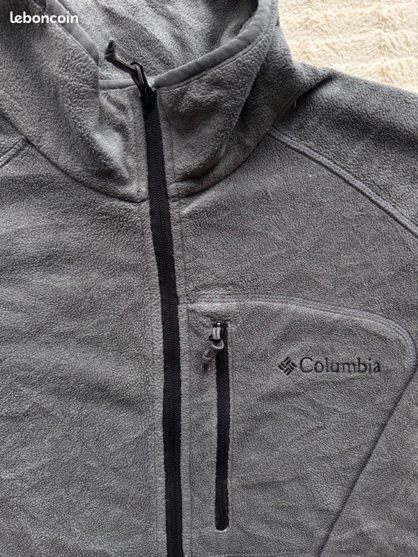 Veste Polaire Columbia Homme XL Grise – Zippée, Oversize, Idéale Randonnée