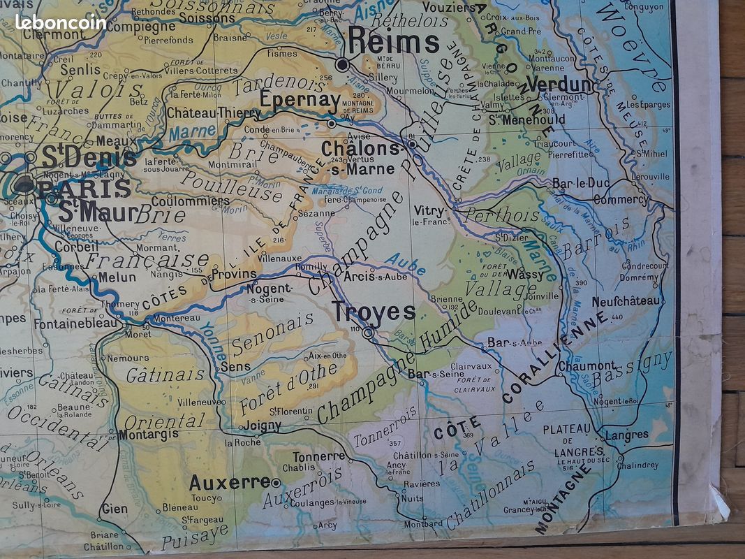 PS2 Ancienne carte scolaire Hatier Les régions naturelles de France - N°9 -9Bis (carte double) Bassin Parisien par Paul Kaeppelin (image 5)