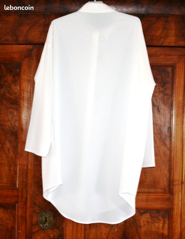 Tunique lin blanche grande taille avec capuche pour femme