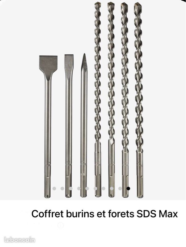 Lot 3 Burins SDS Plus – 1 Pointu + 2 Plats – Pour Béton, Brique, Maçonnerie – Qualité Pro