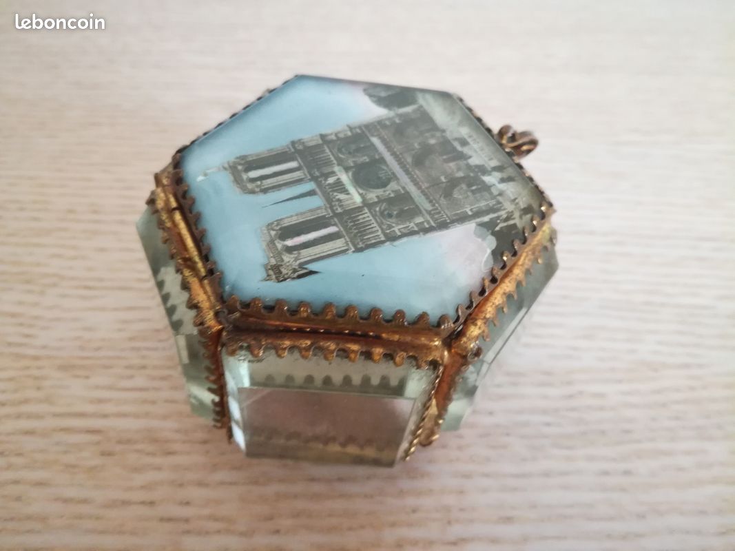 Boîte à bijoux hexagonale verre biseauté - Souvenir de Notre Dame - Napoléon III (image 5)