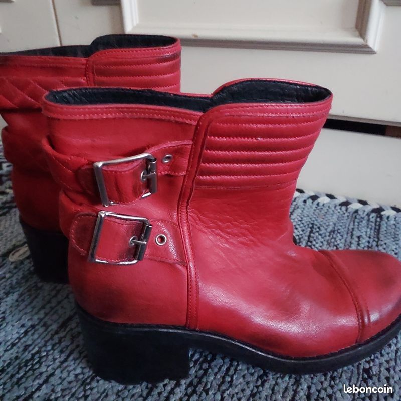 Bottines cuir rouge MELLOW YELLOW 38 neuves Chaussures