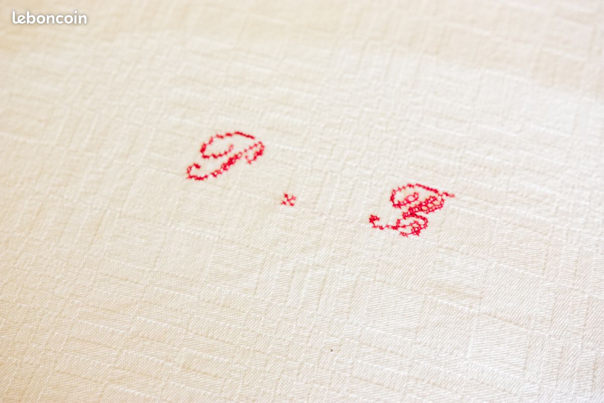 Ancienne nappe en coton damassé 224 x 148 (image 3)