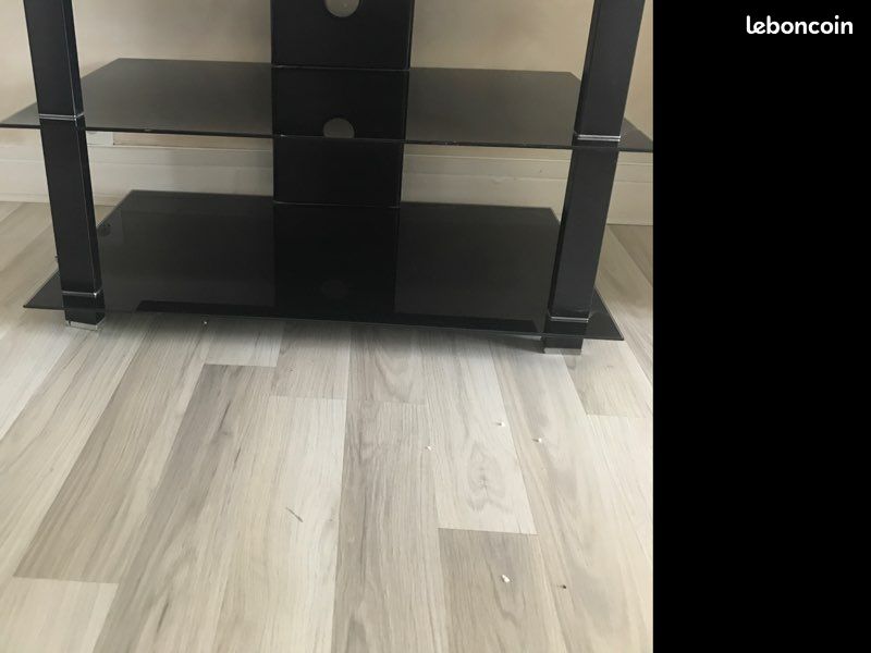 Meuble tv vitré noir télé (image 1)