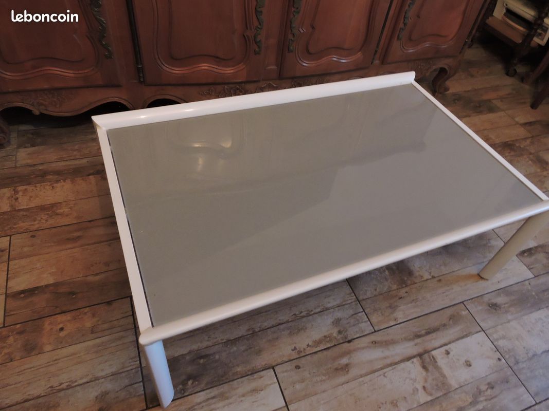 Table basse blanc en verre BEAUREAL (image 3)