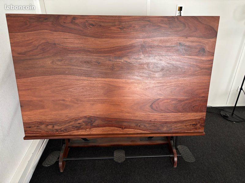 Table à dessin d’architecte 1.618 – bois massif noyer & métal – pièce unique artisanale (image 5)