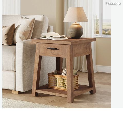 Lot de 2 tables de chevet ou tables d'appoint non déballées Tribesigns aspect bois (image 6)