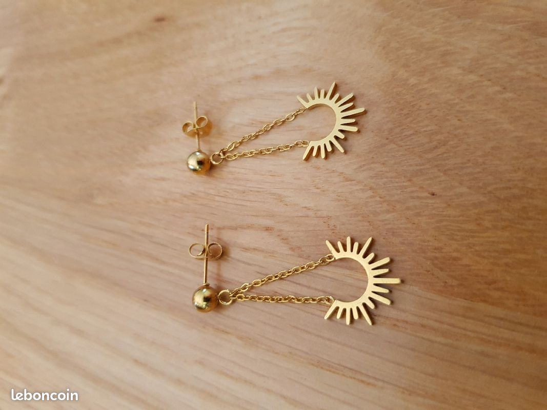 Boucles d'oreilles chics et tendances inox doré (image 2)