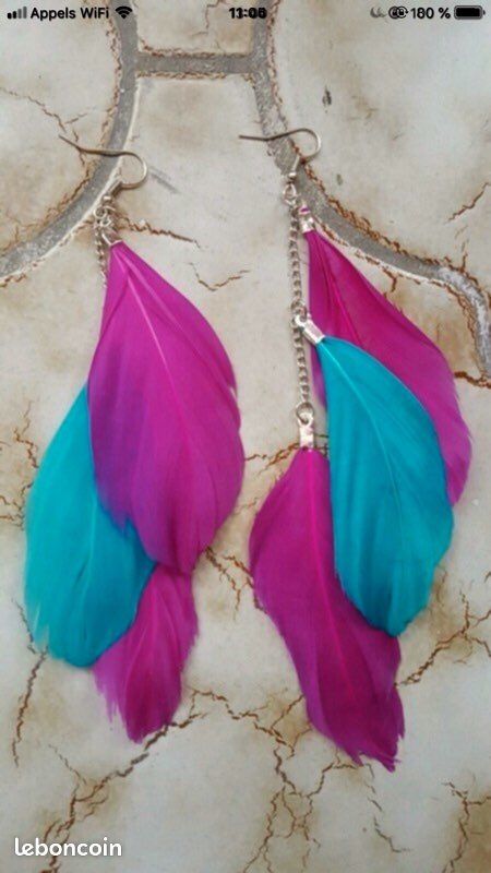 Lot Boucles D’oreilles Plumes (image 1)