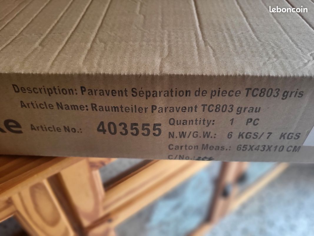 Paravent en toile gris (image 5)