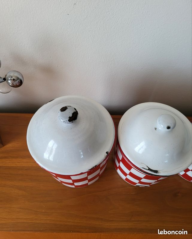 6 Pots À Épices Boîtes De Rangement En Tôle Émaillée
