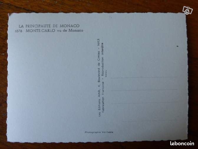 Carte postale Monaco 6576 Monte Carlo année 30 (image 2)