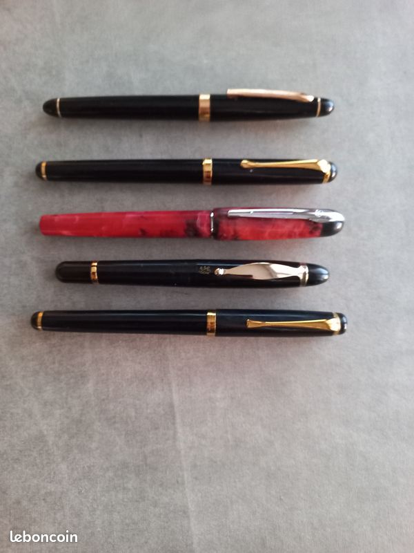 Lot De 5 Stylos Plume Calligraphie - Plumes Interchangeables - Encre Incluse - Style Vintage Cuivre