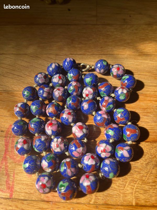 Bijou sautoir cloisonné vintage (image 1)