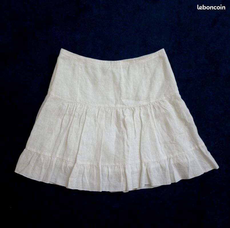 Jupe Courte Blanche Liz Claiborne En Coton - Taille S (38) - Très Bon état été