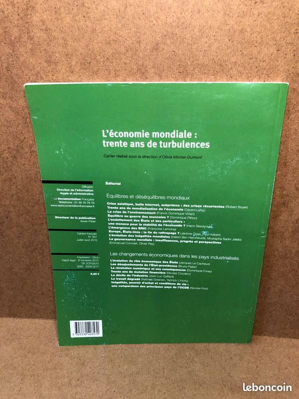 Livre L'économie mondiale: trente ans de turbulences cahiers français n° 357 (image 3)