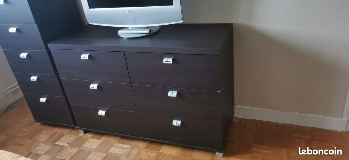 Ensemble chambre armoire lit commode table de chevet (image 4)