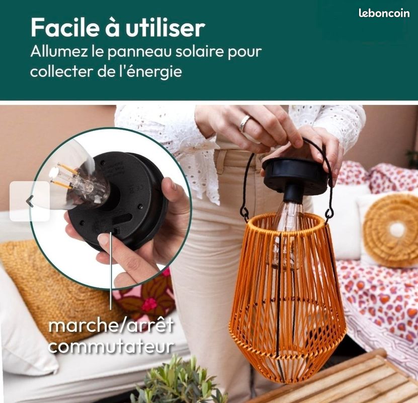 Lot de 4 Lanterne en Tissu LED Lanterne Solaire Imperméable à l'eau