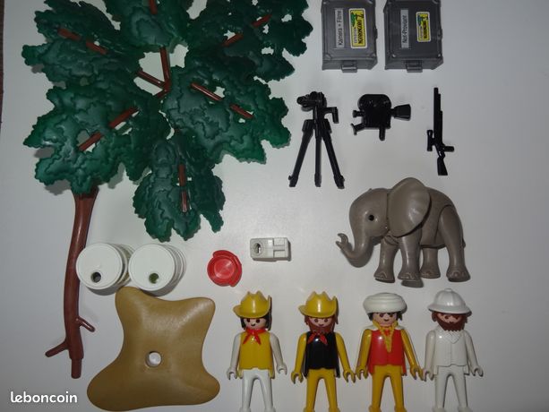 Lot Playmobil Vintage Safari (3414) – Savane, Bédouin, Caméra, éléphant, Tente, Avec Boîte