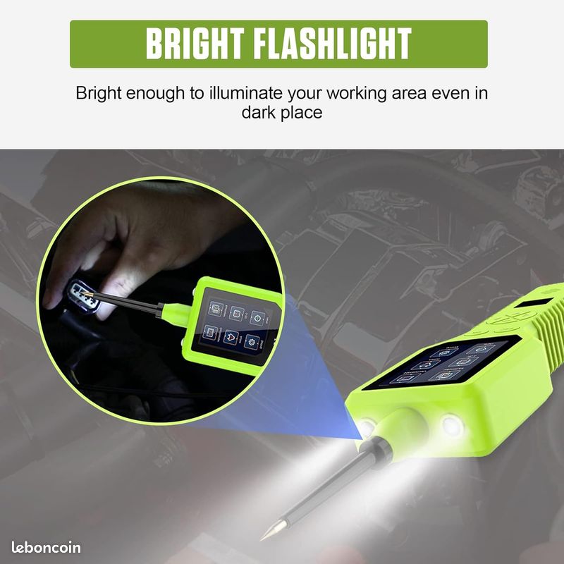 BELEY Testeur de Circuit Electrique 12V Voiture avec Lumière LED, 10m Câble Testeur de Tension avec Écran TFT 2,4 Pouces (13 Langues) (image 3)
