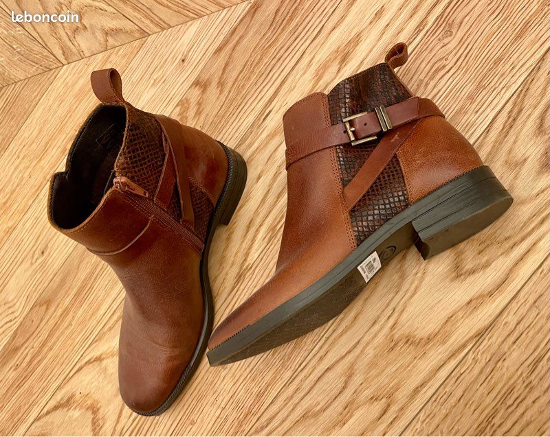 eram botte en cuir marron femme