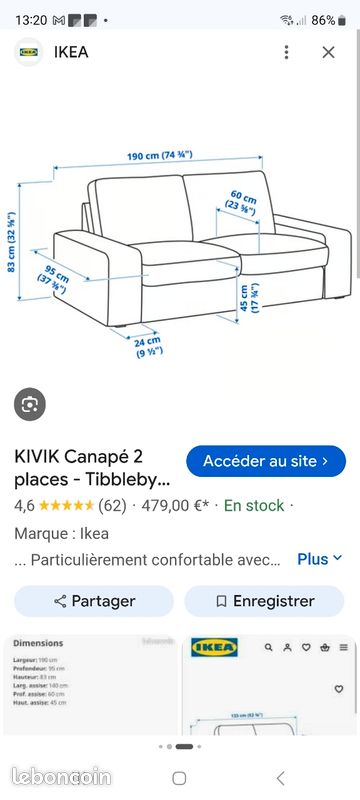 Canapé IKEA KIVIK 2 pl (image 3)