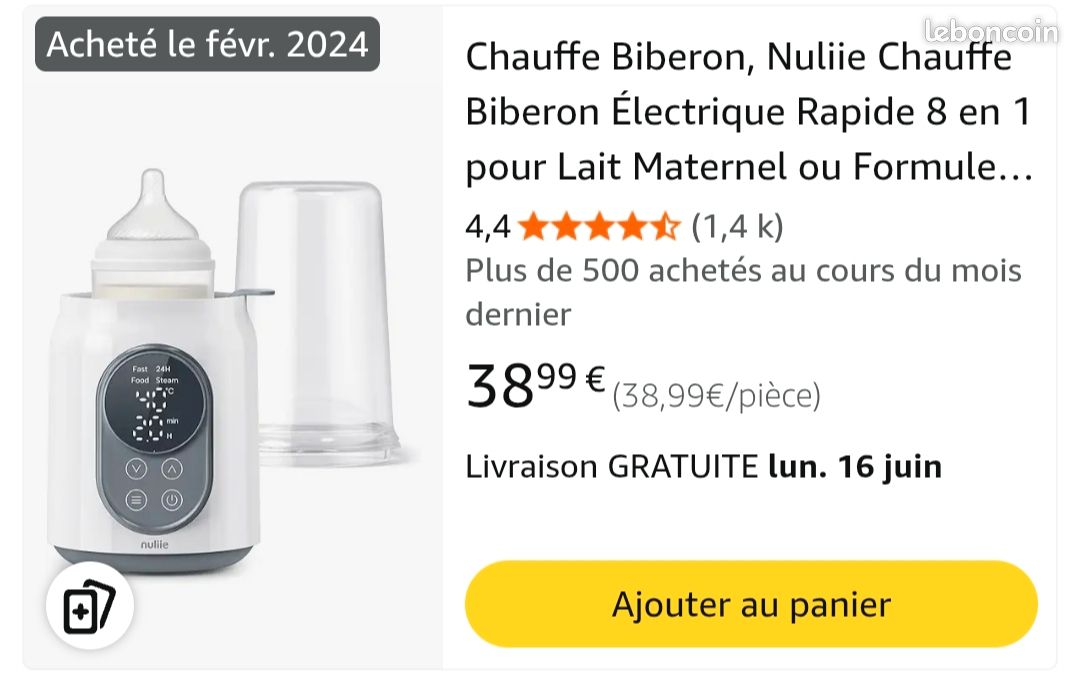ChauffeBiberon Avec LumièresChauffe Biberon Électrique Rapide 6 En 1