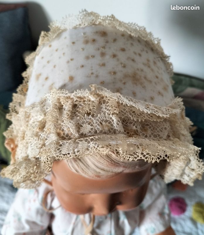 Poupée ancienne miniature Edi et landau rose - vendus | Tybroc