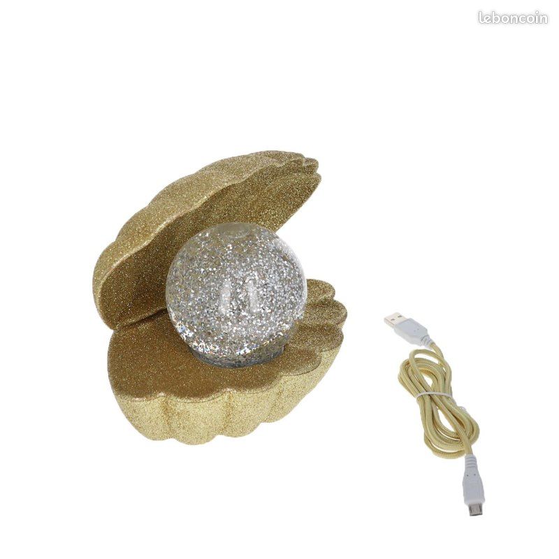 Lampe coquillage à paillettes dorées NEUVE (image 2)