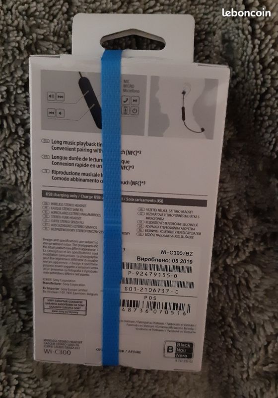 Écouteurs Sony intra-auriculaire WI-C300 par Bluetooth Neuf (image 2)