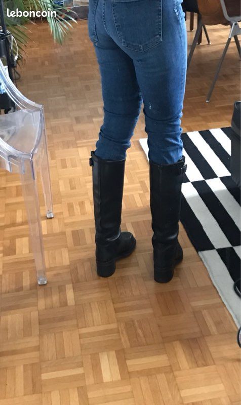 Bottes FREE LANCE Geronimo En Daim Gris - Taille 38,5 - Broderie Argent - Excellent état