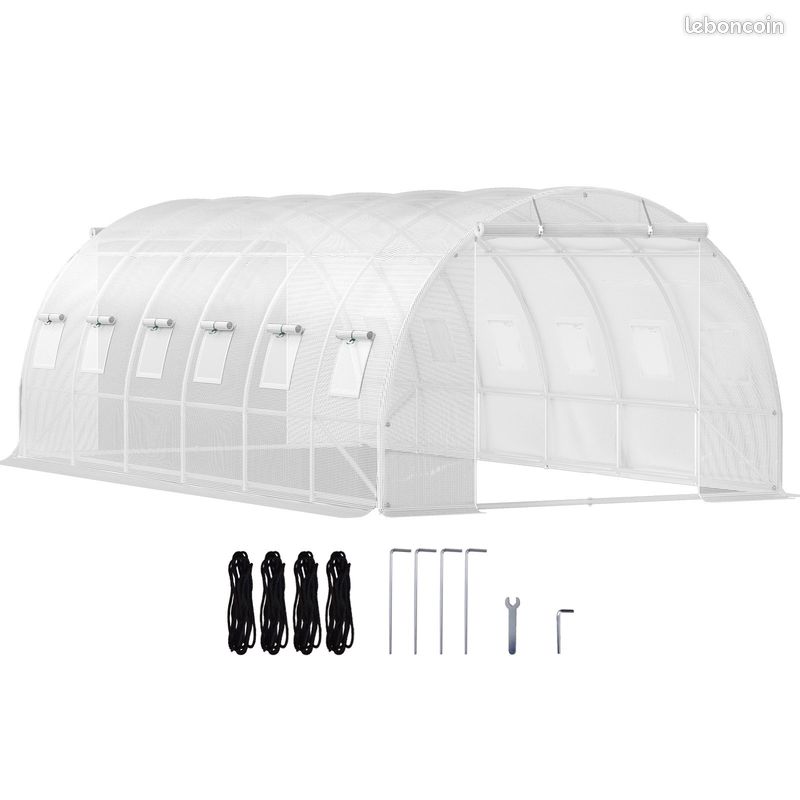 Serre jardin 18m² 6x3x2m BLANCHE Serre tunnel serre maraicher 18m² serre potager tomate plantation (image 2)
