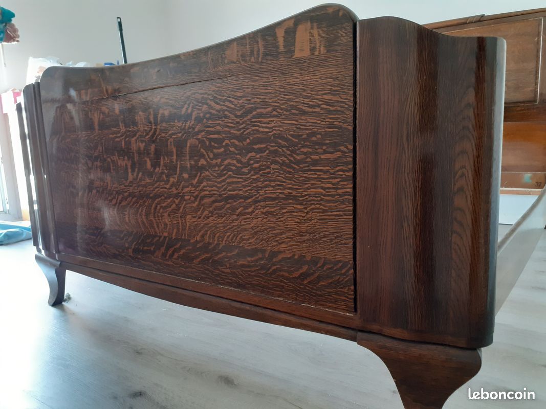 Vends lit de 140 style Art déco, époque 1930/40 en chêne massif verni (image 3)