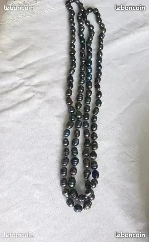 Collier perles d'eau douce noir (image 3)