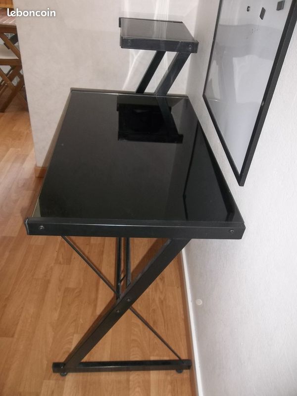 Bureau étagère métal verre sécurit (image 3)