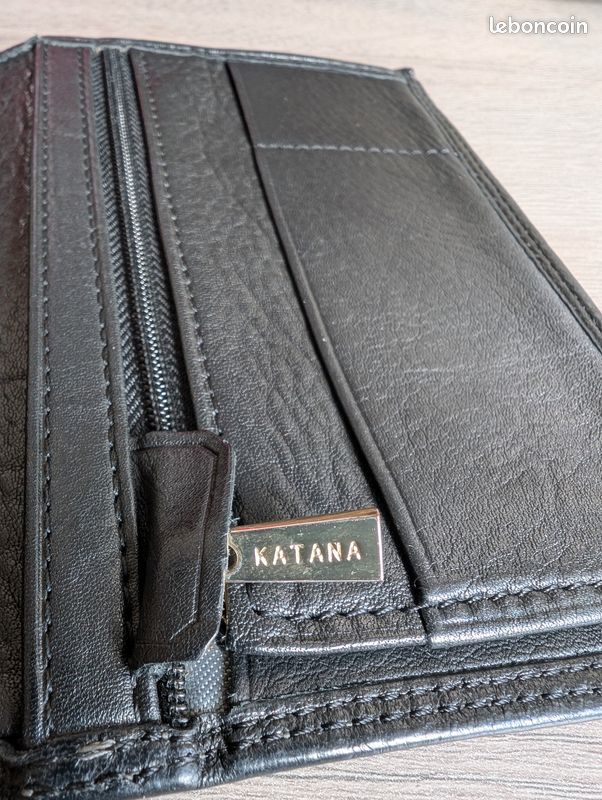 Portefeuille Homme KATANA Cuir Lisse à L'italienne - Neuf Avec étiquettes, 2 Plis, Fermeture éclair