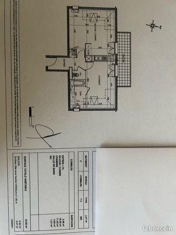 Appartement type F2 de 42,66m2 à Saint Pryve Saint Mesmin