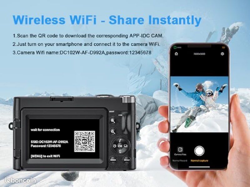 4K 64MP Appareil Photo Numérique Avec WiFi, Appareil Photo