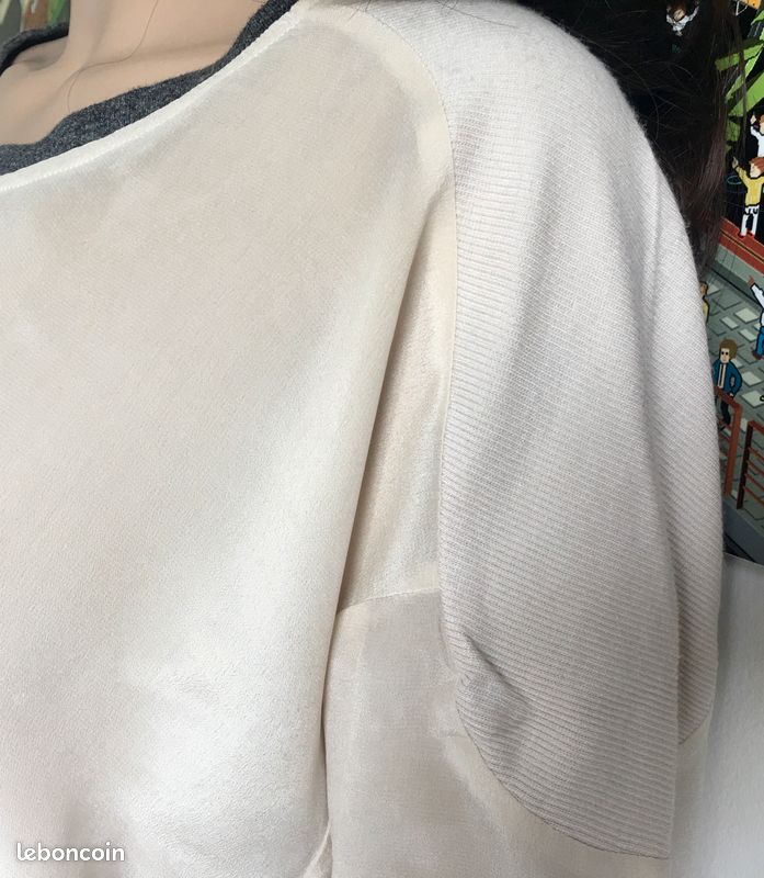 Top Iro crème et gris anthracite - Taille M (image 7)