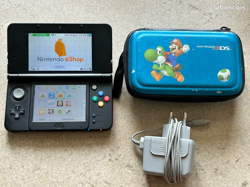 Console Nintendo New 3DS noire avec coque Splatoon 26 Consoles