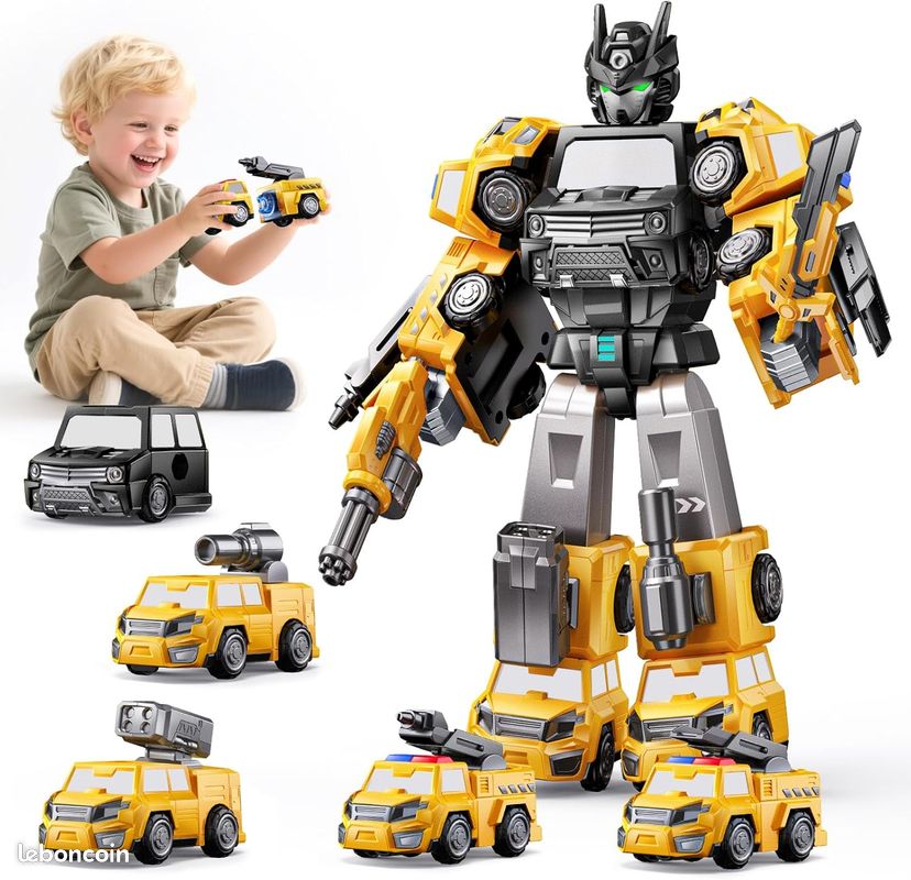 Robot Transformable Magnétique Aragallant - Véhicules Chantier Jouets Enfants 3 Ans+