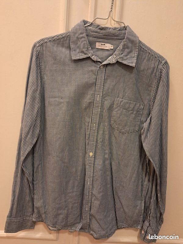 Chemise garçon 16 ans carreaux bleu Cyrillus très bon état (image 1)