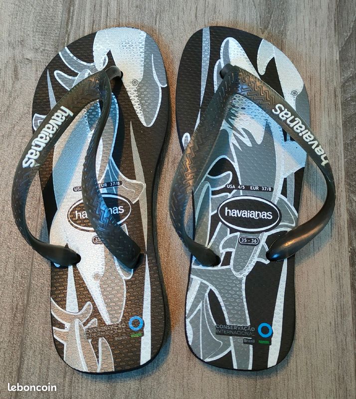 Tong Havaianas du Brésil, de couleur noire, grise et blanche (image 3)